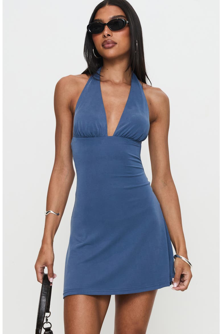 Tinsie Halter Minidress, Alternate, color, SLATE BLUE