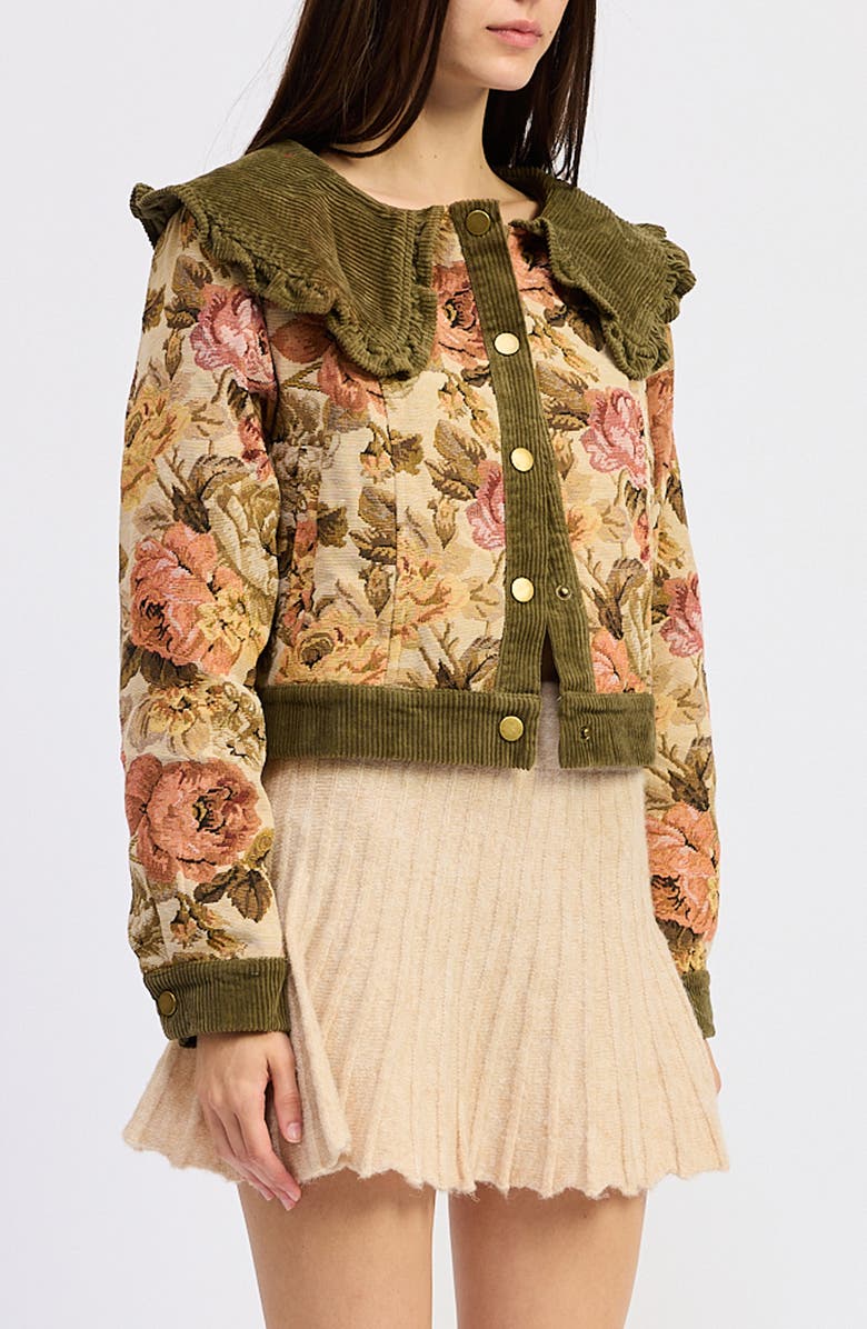 JACQUIE THE LABEL Nathalia Floral Print Jacket, Alternate, color, Olive Coral