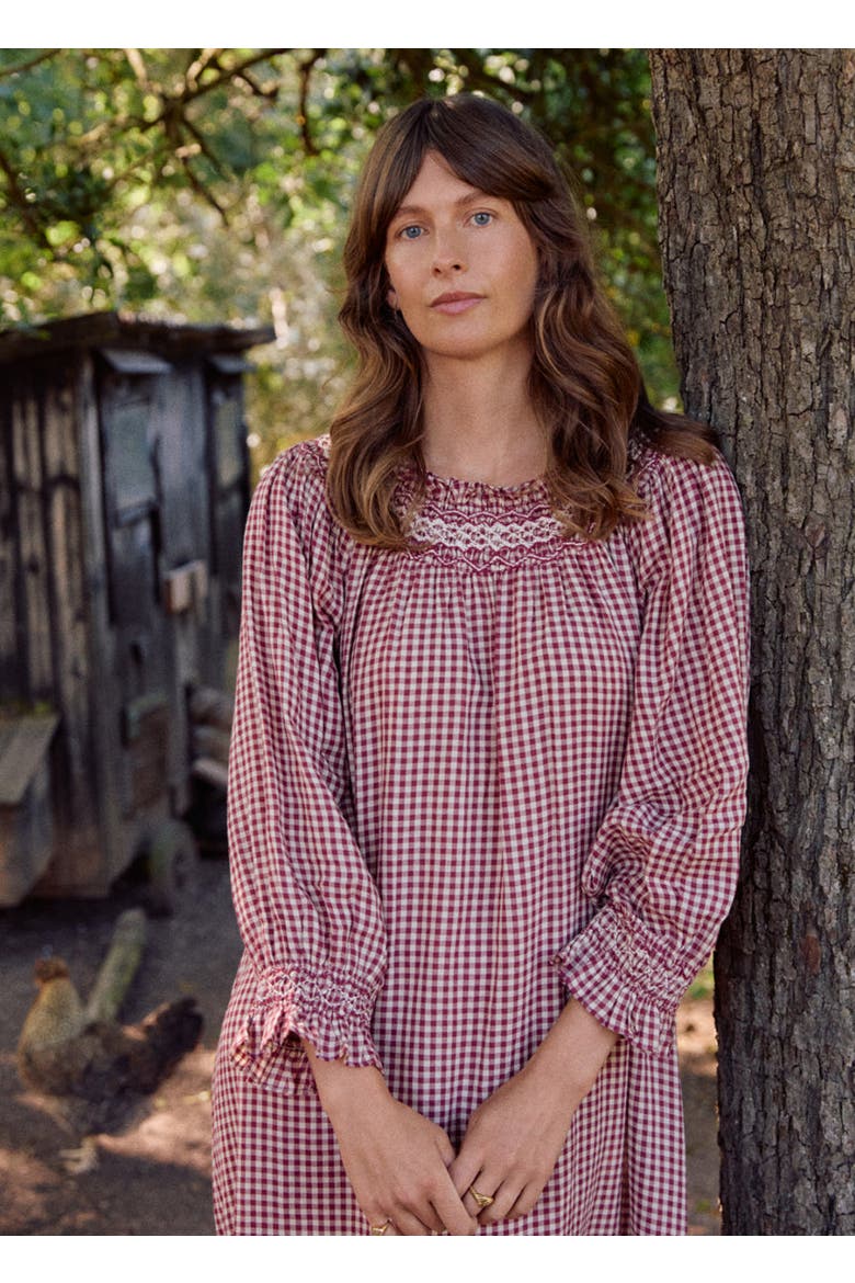 Georgie Nightdress, Alternate, color, Rust Gingham