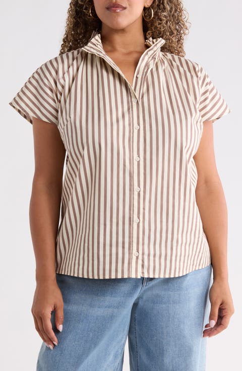 Patma Ruffle Stripe Shirt (Plus)