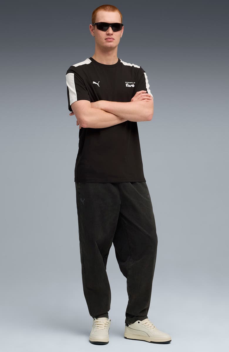 PUMA Porsche League Elastic Waist Cotton Pants, Alternate, color, Puma Black