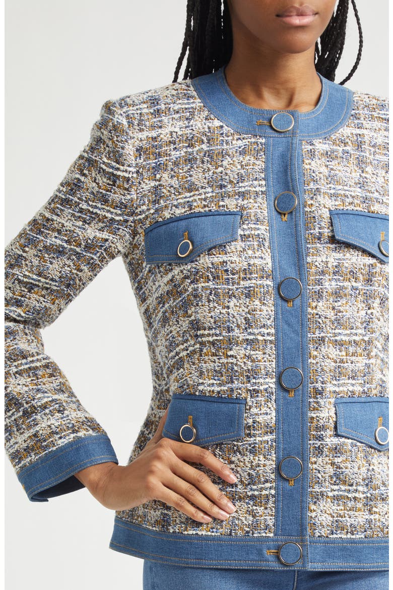 Ainslee Tweed & Denim Jacket, Alternate, color, NAVY MULTI
