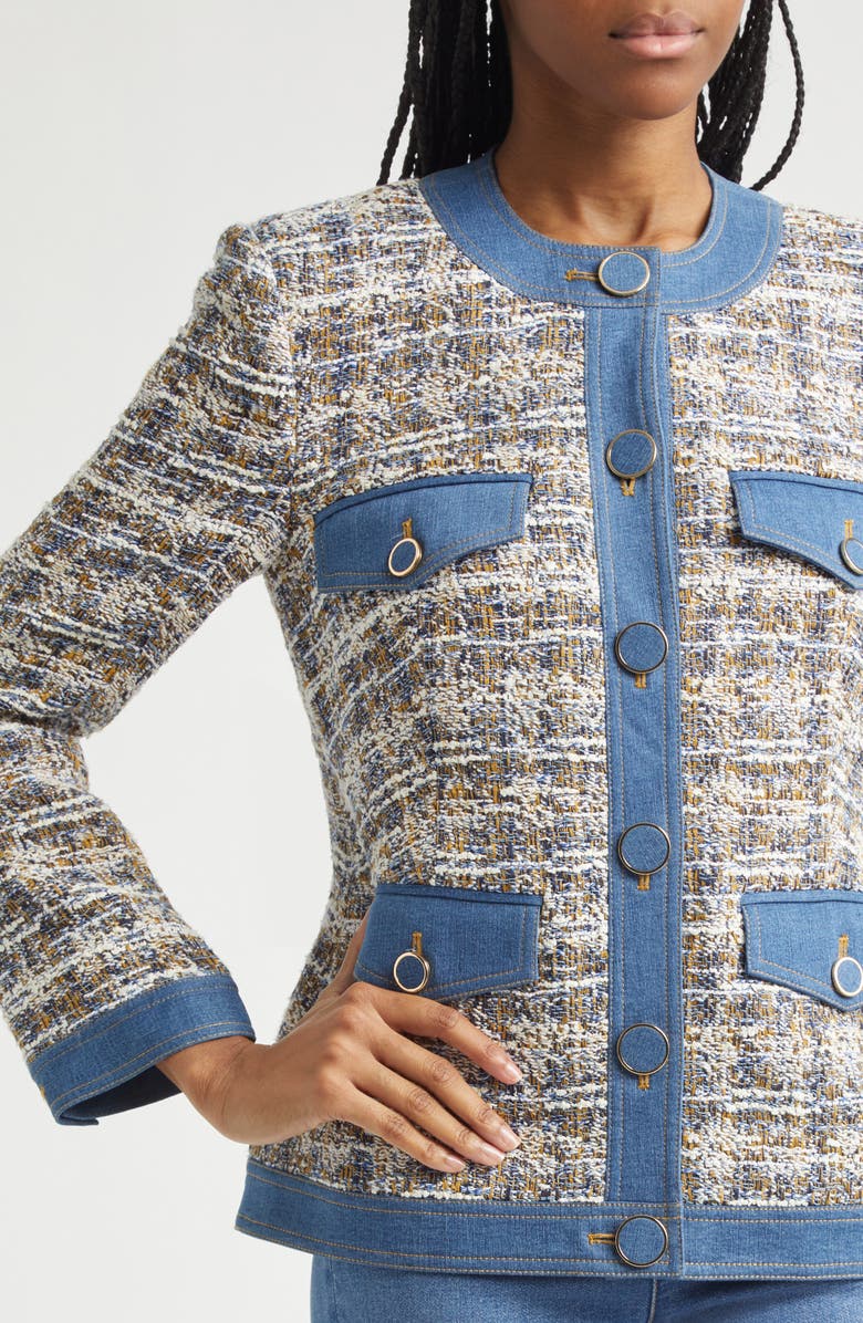 Veronica Beard Ainslee Tweed & Denim Jacket, Alternate, color, Navy Multi