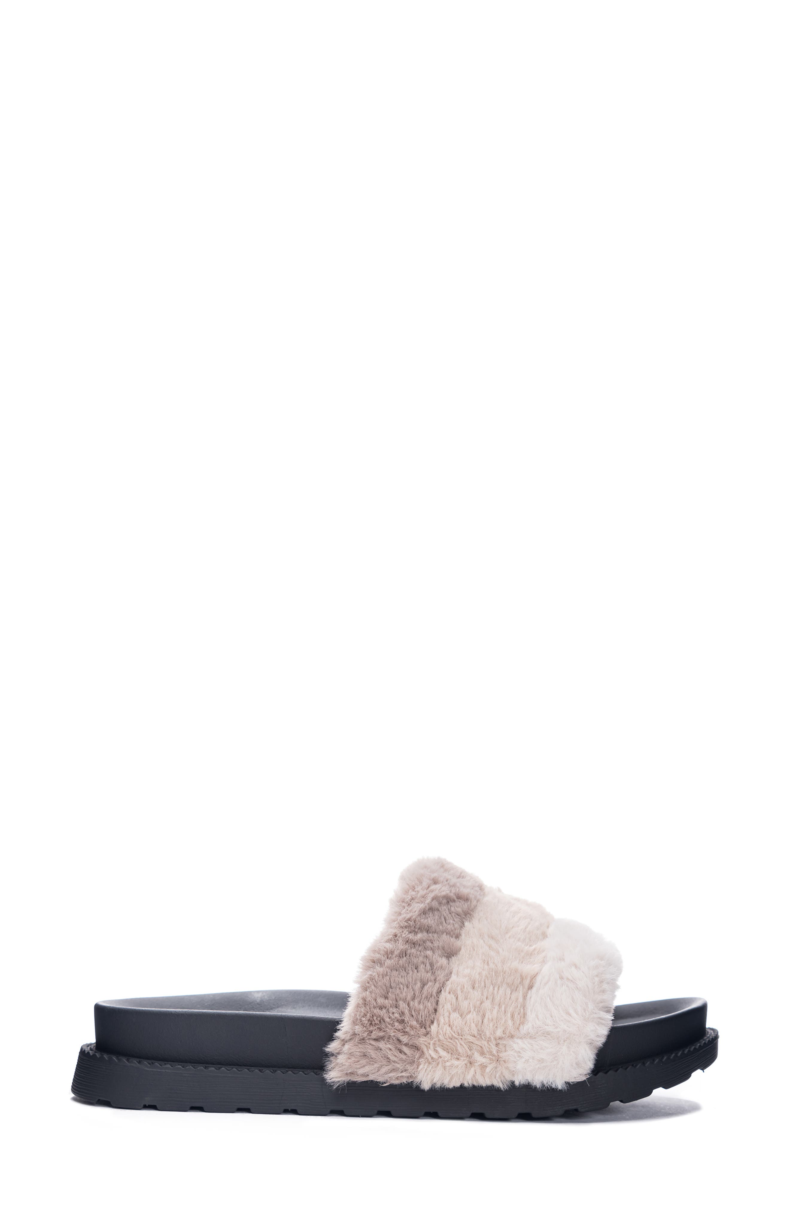 Treat Faux Fur Slide Slipper, Alternate, color, TAUPE FAUX FUR