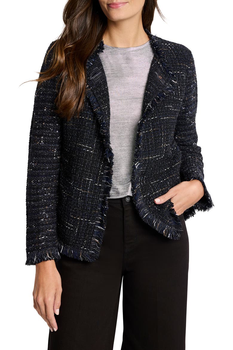 Nightfall Fringe Mix Knit Jacket, Main, color, BLACK INDIGO