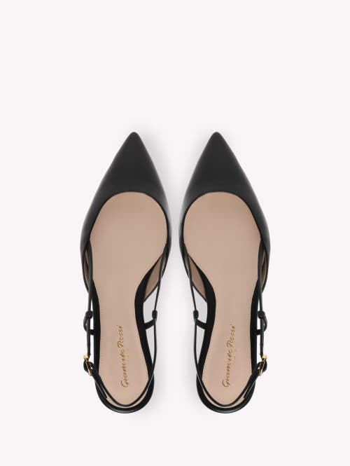 Gianvito Rossi Ascent 05 Leather Slingback Point-toe Flats In Black