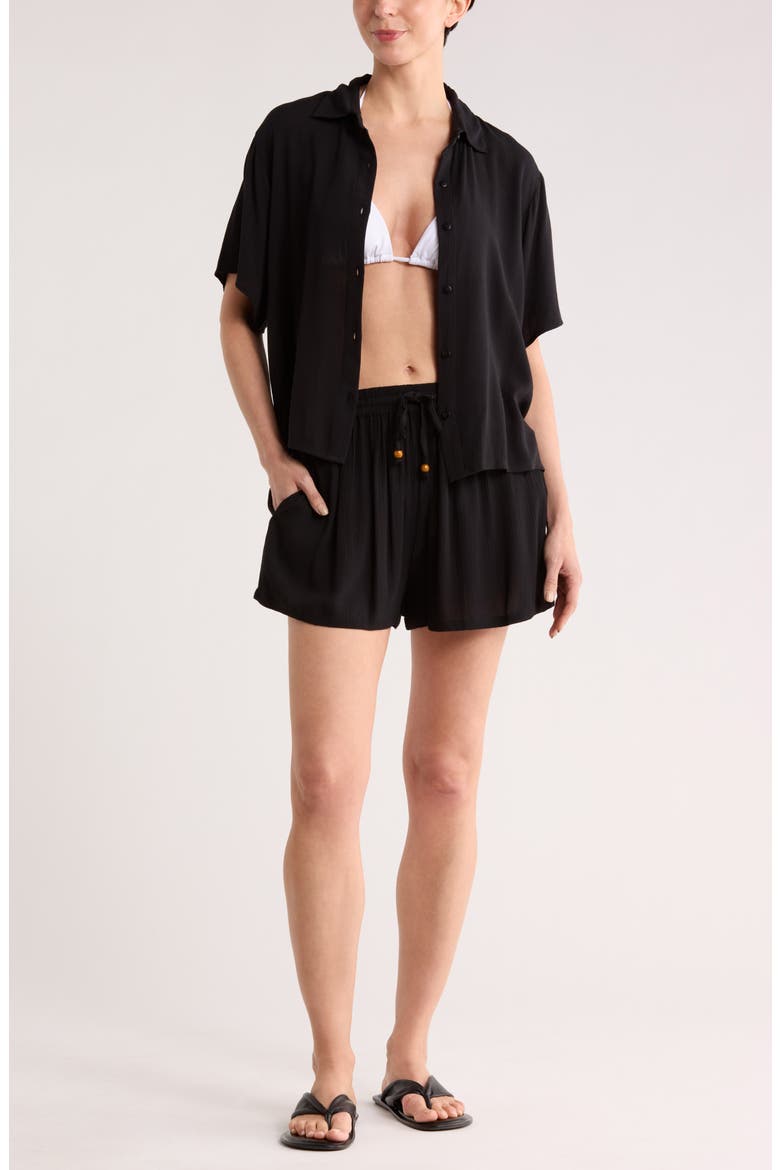 Easy Gauze Cover-Up Shorts, Main, color, BLACK