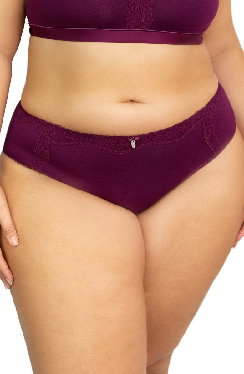 Curvy Couture Luxe Hipster Briefs, Main, color, Purple Velvet