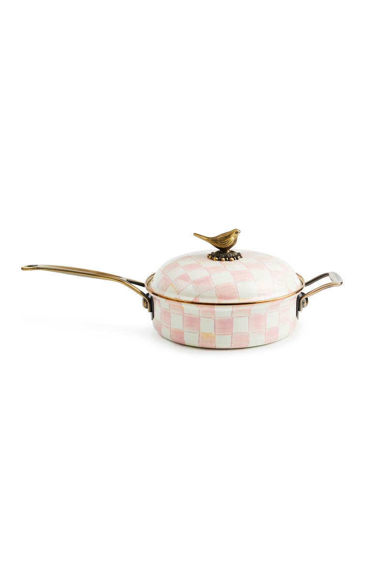 MACKENZIE CHILDS Rosy Check Enameled Steel 3-Quart Sauté Pan, Alternate, color, Rosy