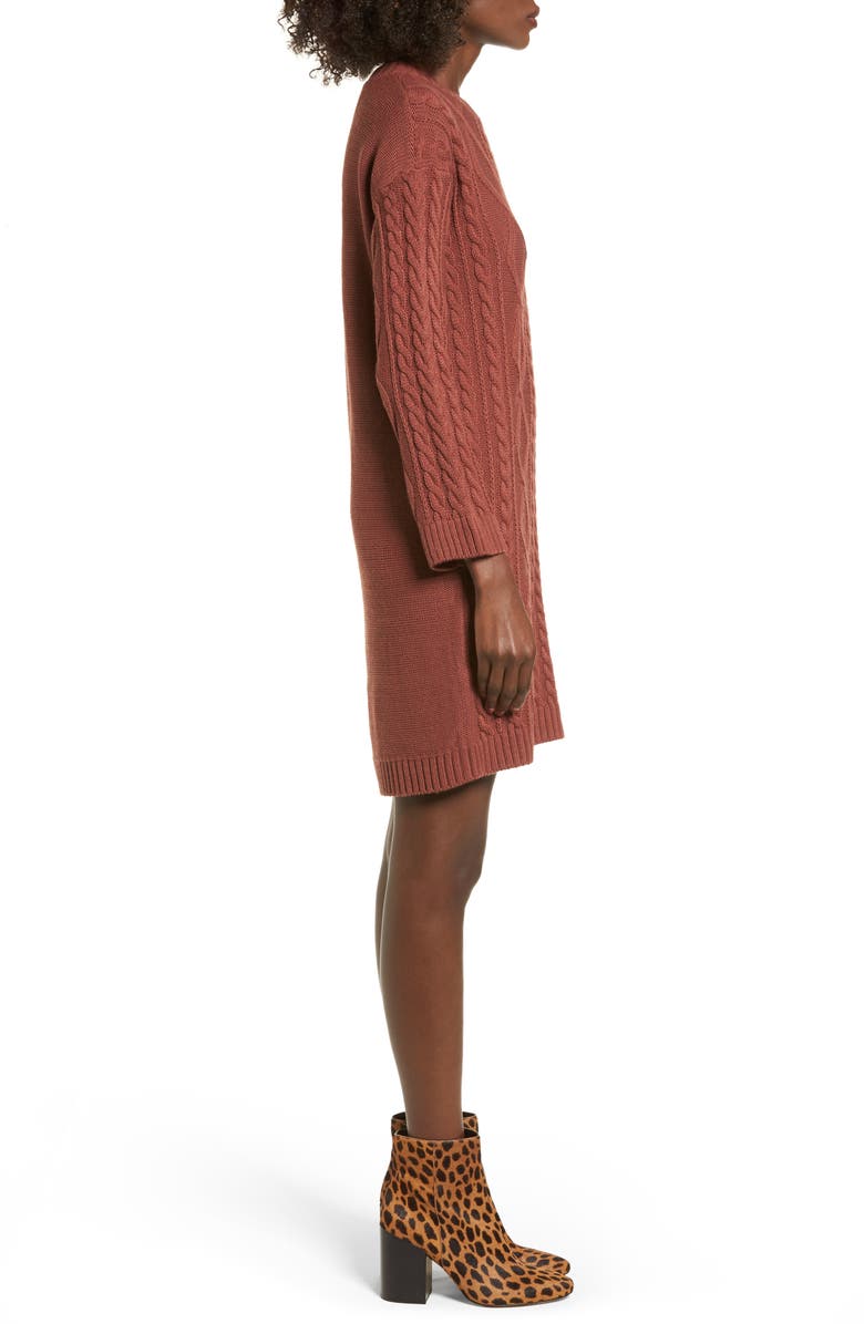 Cotton Emporium Cable Knit Sweater Dress, Alternate, color, 