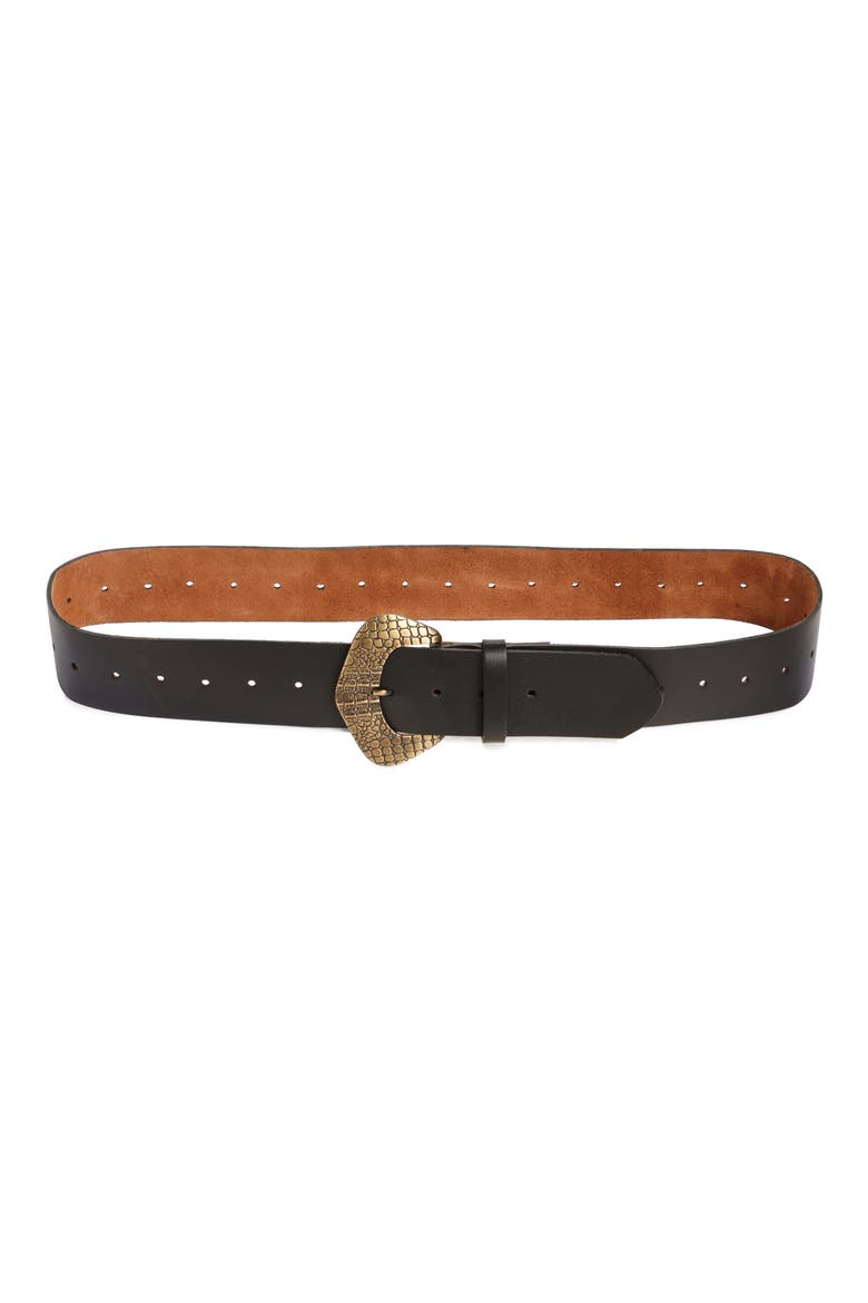 Hali Leather Belt, Main, color, BLACK