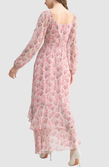 Floral Long Sleeve Slit Maxi Dress