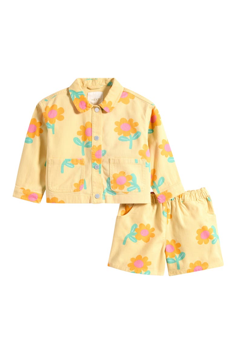 Kids' Cotton Twill Snap-Up Shirt & Shorts Set, Main, color, YELLOW
