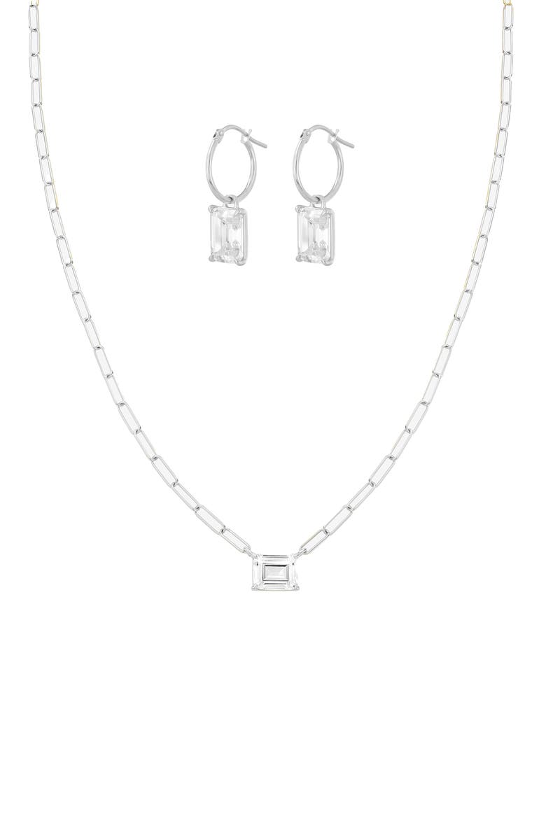 Bearfruit Jewelry Sterling Silver 18k Gold Plated Lena Sparkle Necklace 
Earring Set Daily Wear, Main, color, Silver