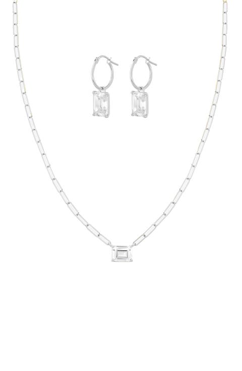 Sterling Silver 18k Gold Plated Lena Sparkle Necklace 
Earring Set Daily Wear