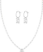 Bearfruit Jewelry Sterling Silver 18k Gold Plated Lena Sparkle Necklace & Earring Set Daily Wear