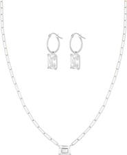 Bearfruit Jewelry Sterling Silver 18k Gold Plated Lena Sparkle Necklace & Earring Set Daily Wear