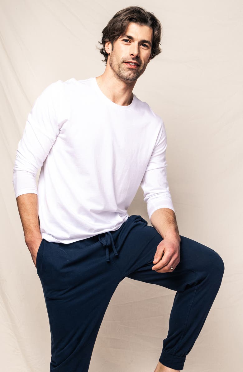 Petite Plume Pima Cotton Pajama Joggers, Alternate, color, Navy