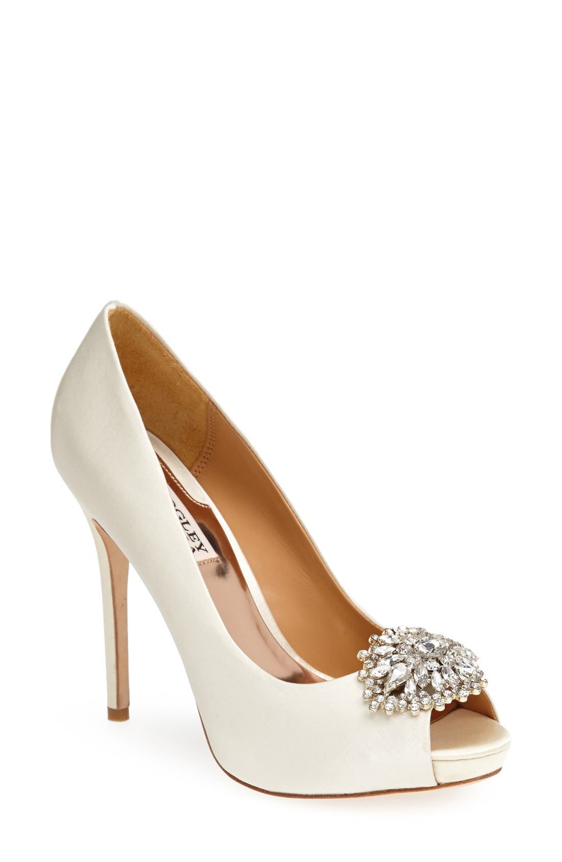 Badgley Mischka Collection Badgley Mischka 'Jeannie' Crystal Trim Open Toe Pump, Alternate, color, 