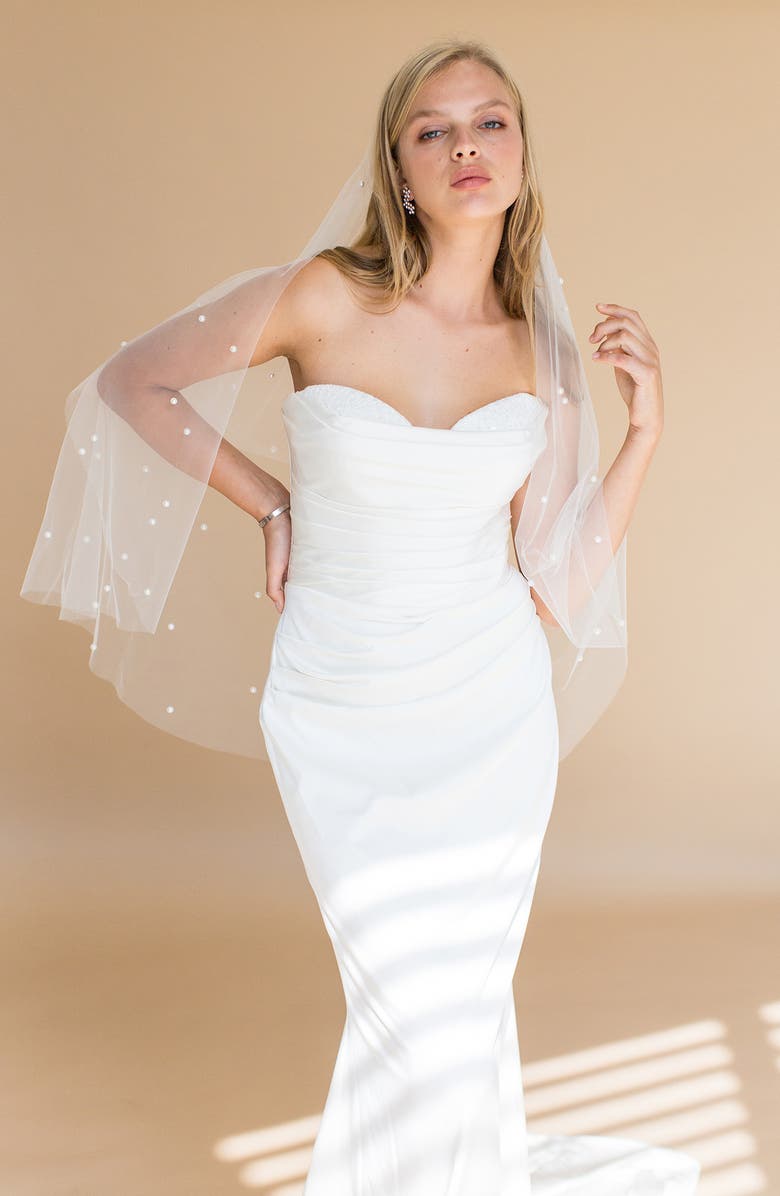 Brides & Hairpins Ellery Imitation Pearl Fingertip Veil, Alternate, color, Ivory