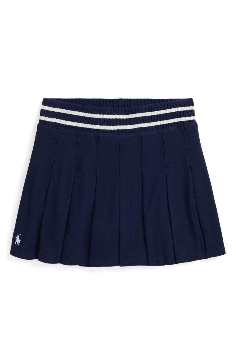 Polo Ralph Lauren Kids
 Pleated Cotton Skort, Main, color, Refined Navy