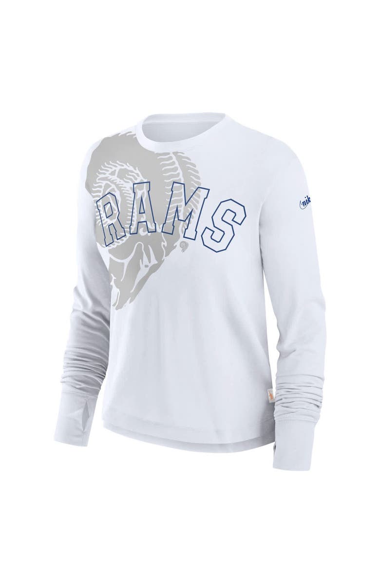 Nike Women's Nike White Los Angeles Rams Layered Logo Cropped Long Sleeve Fashion T-Shirt, Alternate, color, White