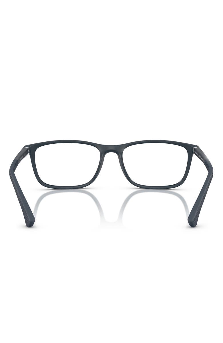 Emporio Armani 53mm Rectangular Optical Glasses, Alternate, color, Matte Blue / Demo Lens