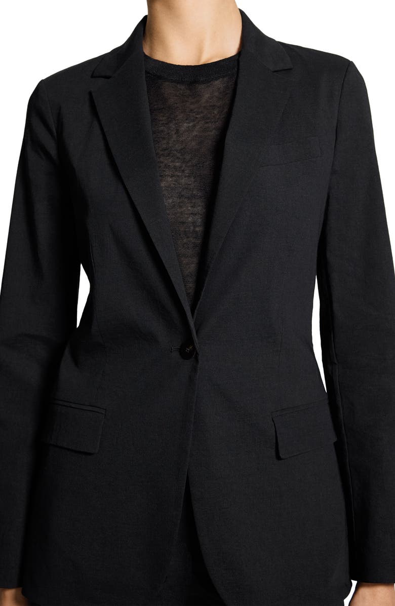 Theory Slim Fit Linen Blend Blazer, Alternate, color, Black