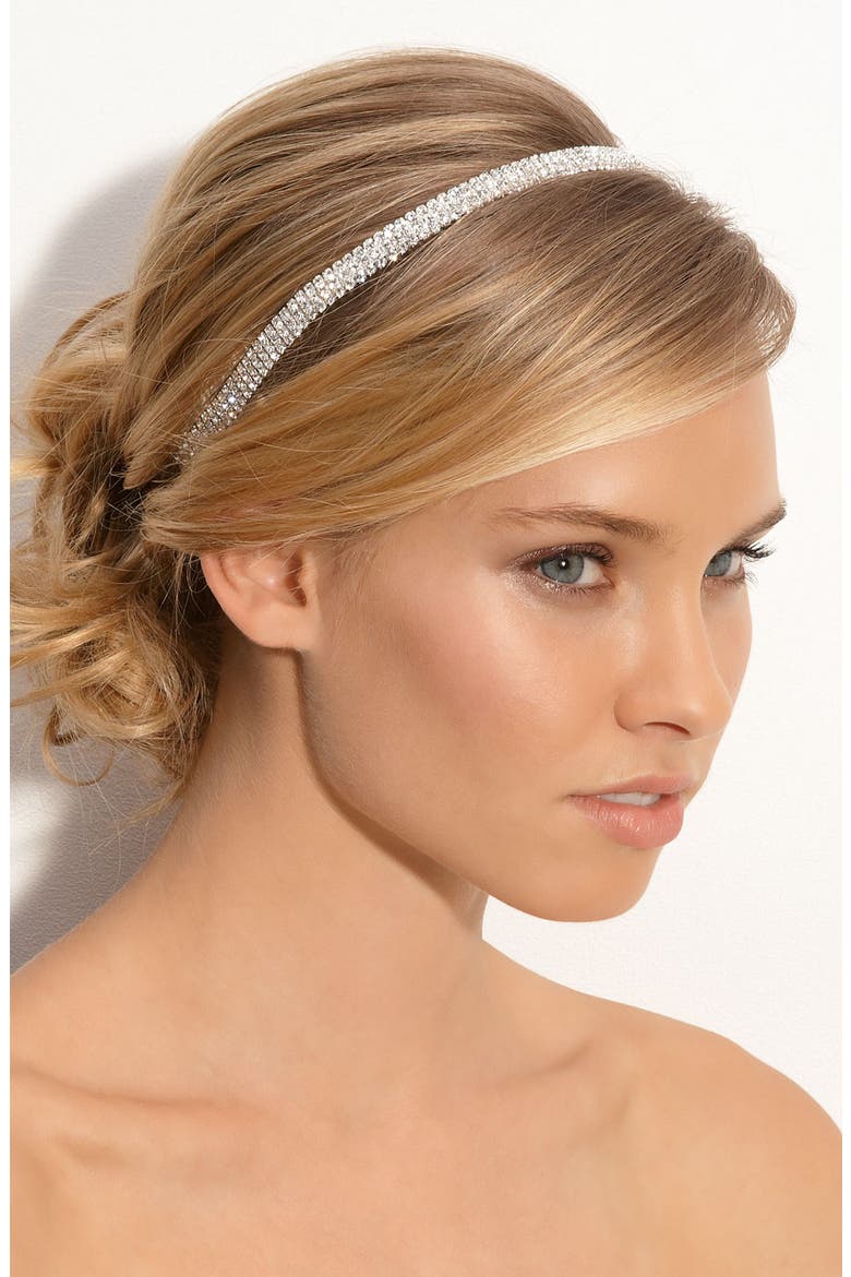 'Solid Rows of Crystal' Headband, Main, color, CRYSTAL