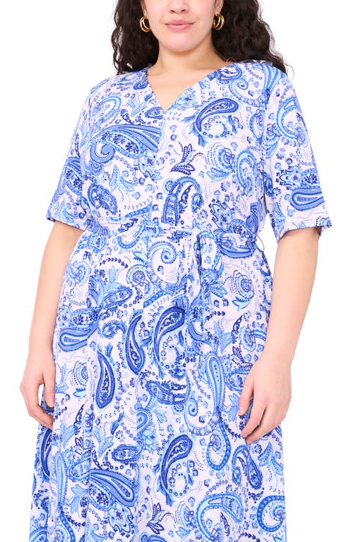 Vince Camuto Tie Front Midi Dress In Blue
