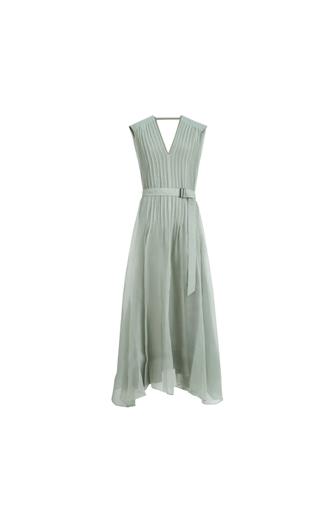 Crispy silk dress with monili