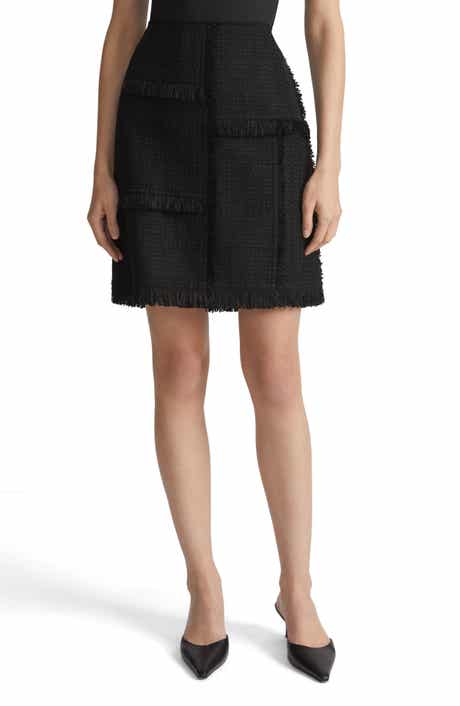 Lafayette 148 New York Hand Fringed Patchwork Bouclé Tweed Miniskirt