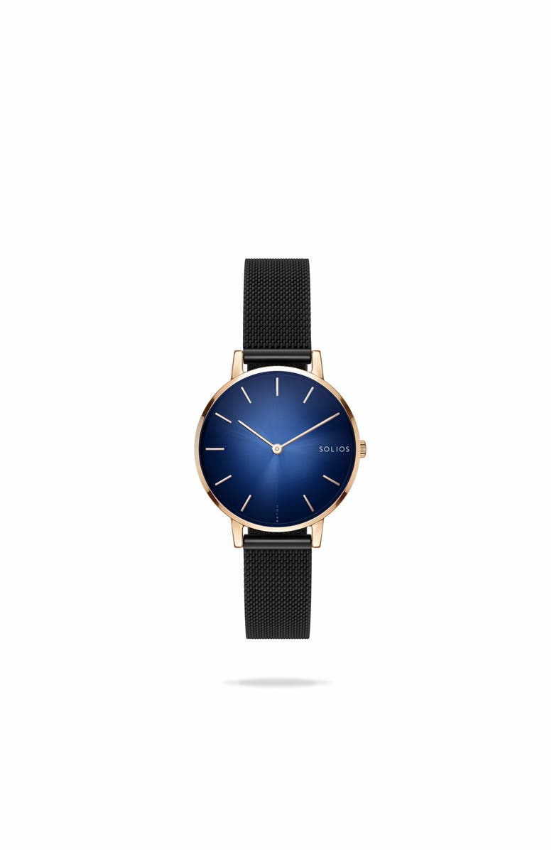 Solios Watches The Solar Mini | Blue Dial - Rose Gold Case, Main, color, 