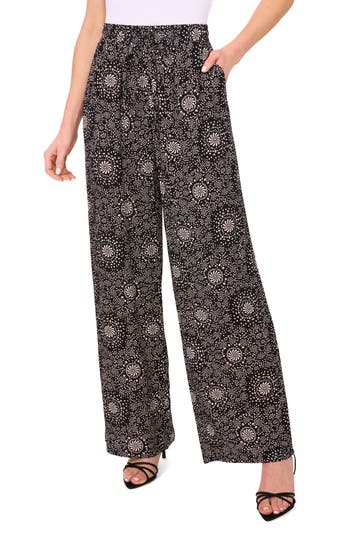 Shop Halogen ® Wide Leg Pants In Rich Black Print
