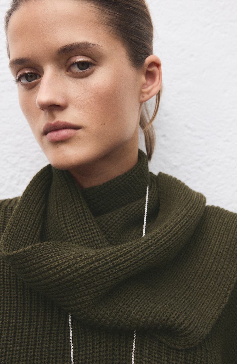 MANGO Scarf Sweater, Alternate, color, Green