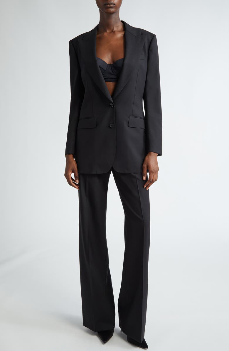 Dolce&Gabbana Wool Flare Leg Pants, Alternate, color, N0000 Nero