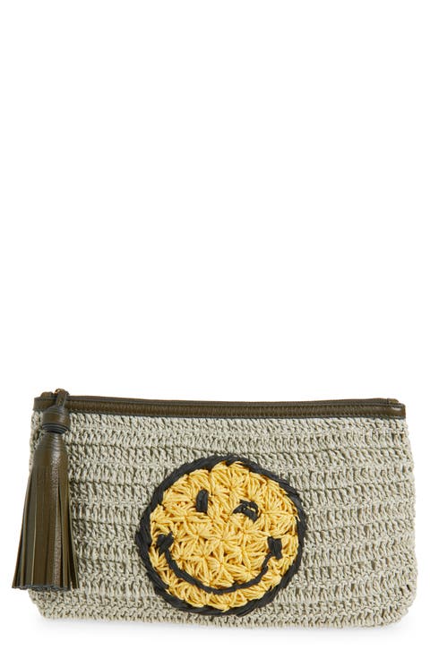 Wink Woven Raffia Pouchette