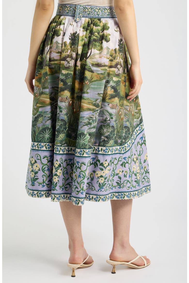 Countryside Landscape Midi Skirt, Alternate, color, GREEN