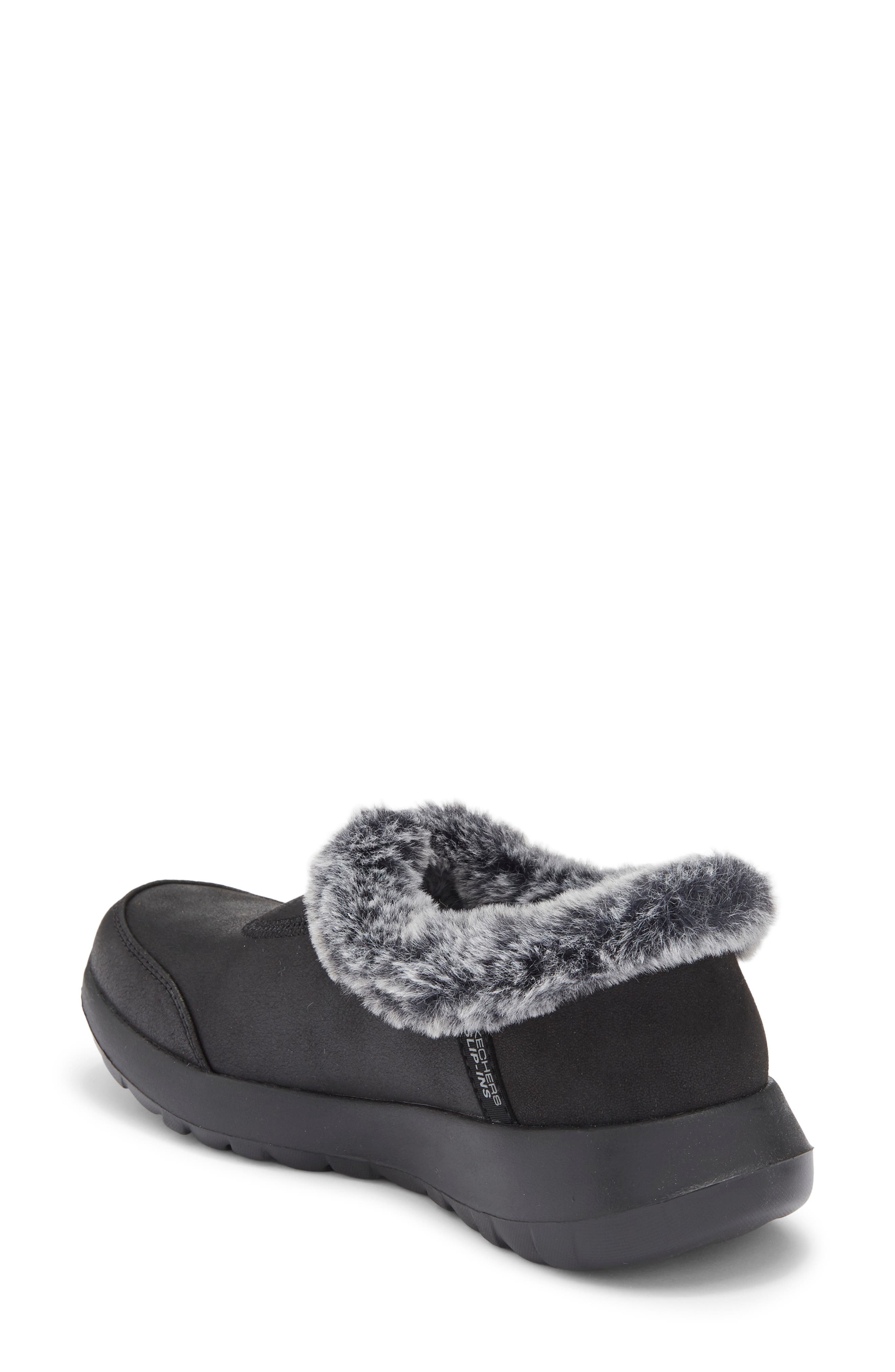 SKECHERS Faux Fur Lined Slip On, Alternate, color, Black/Grey
