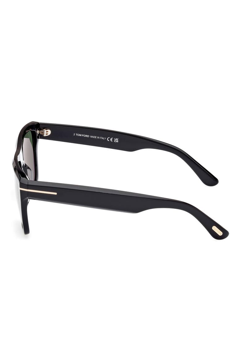 55mm Square Sunglasses, Alternate, color, SHINY BLACK / GREEN
