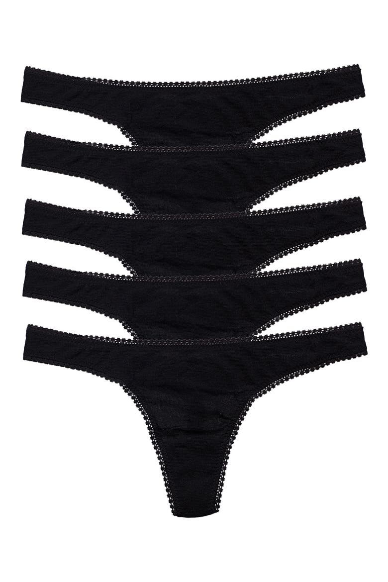5-Pack Mesh Hip Thongs, Main, color, BLACK