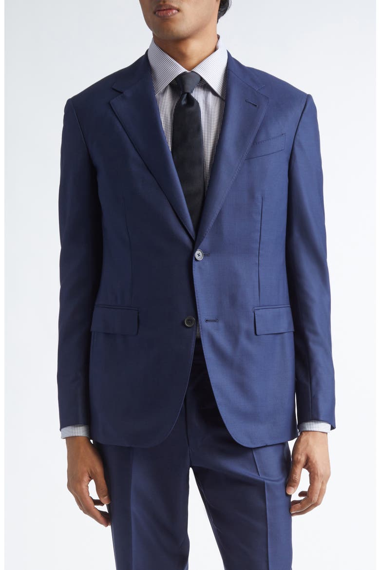 Plaid 15milmil15 Wool Suit, Main, color, DARK BLUE