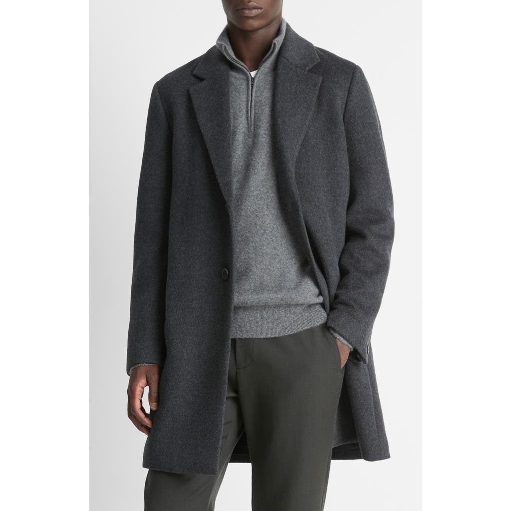 Vince Classic Wool Blend Coat In Gray