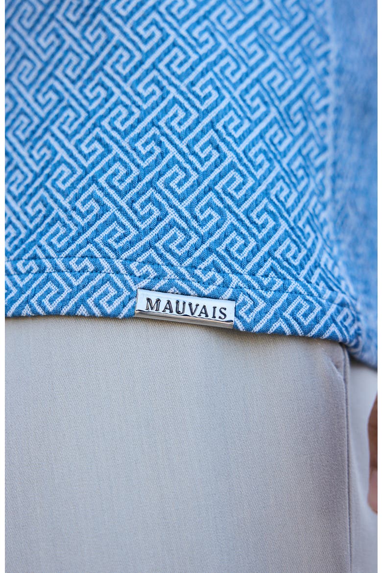 Calvi Swirl Geo Jacquard Slim Polo, Alternate, color, Medium Blue