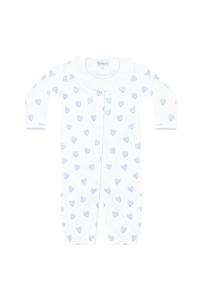 Nellapima Blue Heart Print Converter Gown - Baby, Alternate, color, Blue