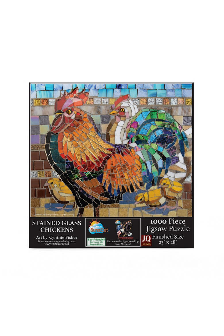 Stained Glass Chickens 1000 piece Jigsaw Puzzle for Adults, Alternate, color, Multicolor