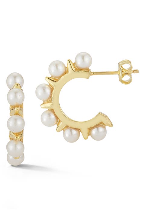 Gold Vermeil Freshwater Pearl Huggie Earrings