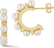 SPHERA MILANO Gold Vermeil Freshwater Pearl Huggie Earrings
