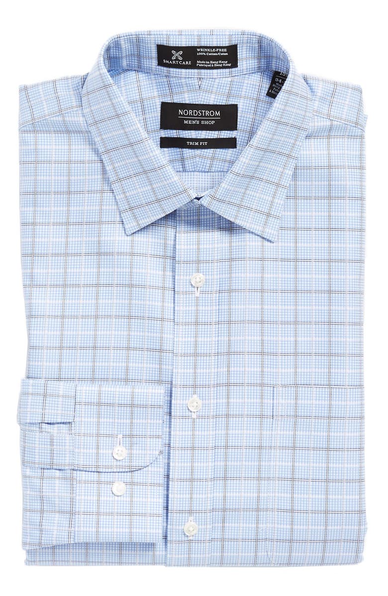 NORDSTROM MEN'S SHOP Smartcare<sup>™</sup> Trim Fit Plaid Dress Shirt, Main, color, 
