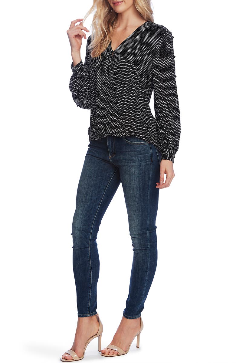 Vince Camuto Textured Fragments Print Split Sleeve Top, Alternate, color,